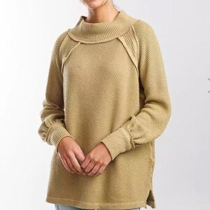 FREE PEOPLE WE THE FREE SHES A KEEPER WAFFLE KNIT SWEATER